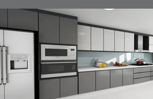کابینت های گلاس و ام دی اف سبک مدرن یک طرفه