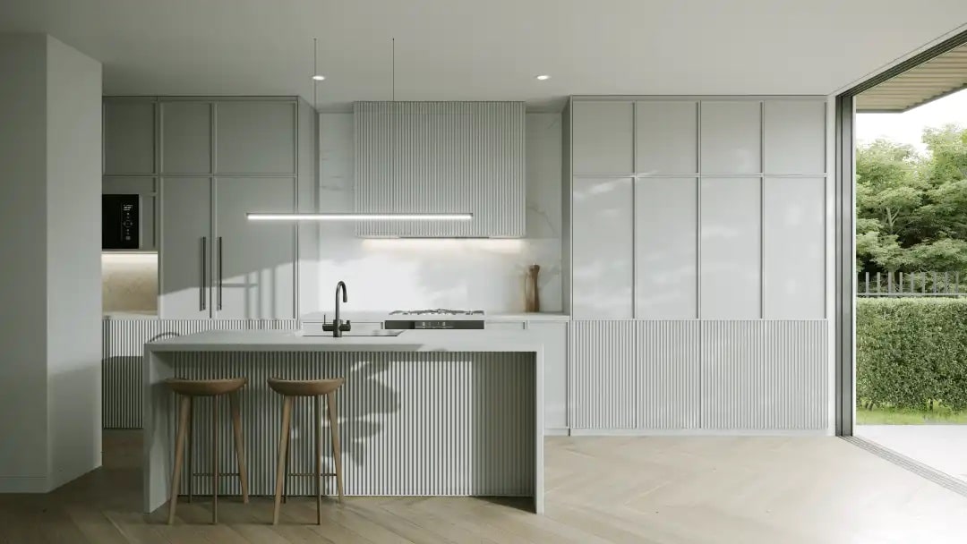 کابینت سفید لوکس آشپزخانه بزرگ سبک مدرن