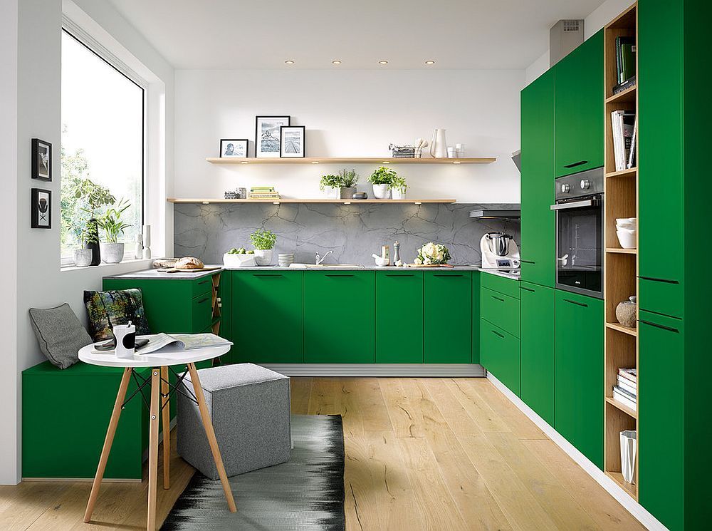 کابینت سبز ال شکل سبک مدرن