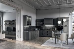 نمونه کابینت طوسی رنگ آشپزخانه