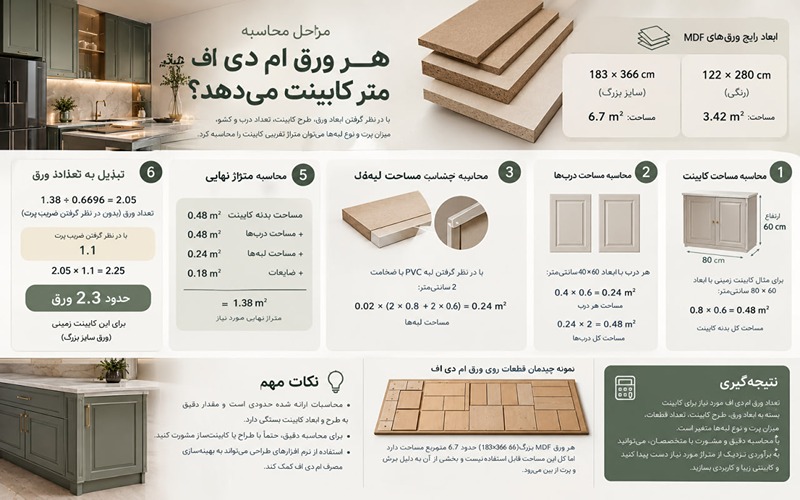 محاسبه دقیق ابعاد ورق ام دی اف