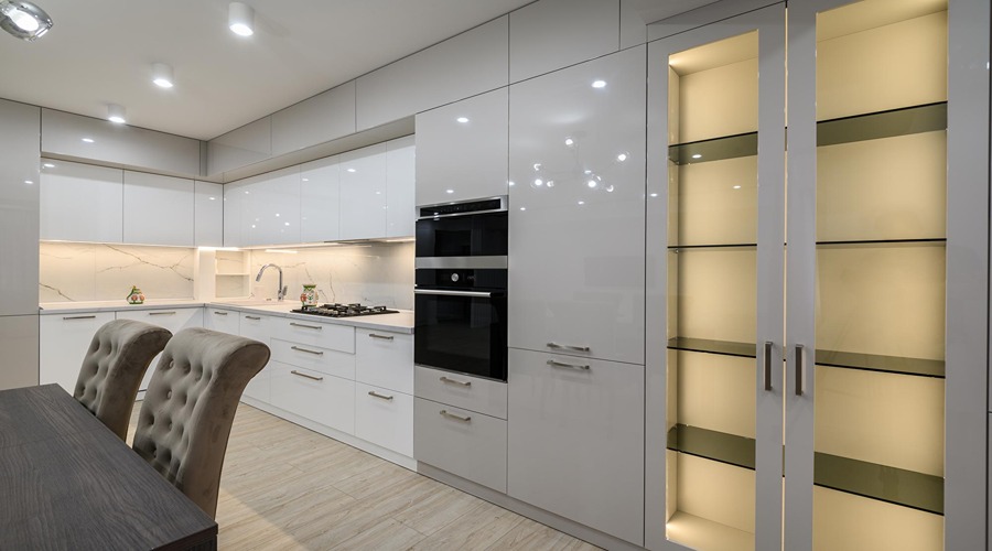 کابینت سفید طوسی های گلاس