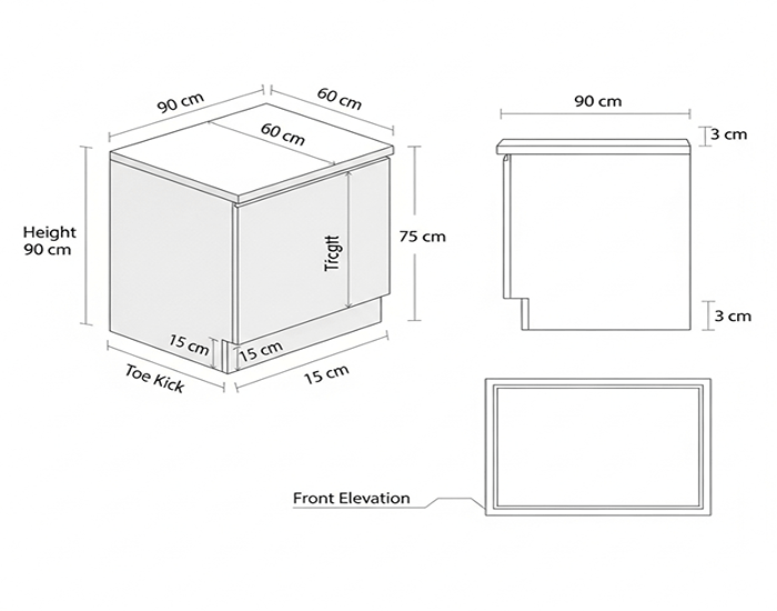 اهمیت ابعاد استاندارد کابینت
